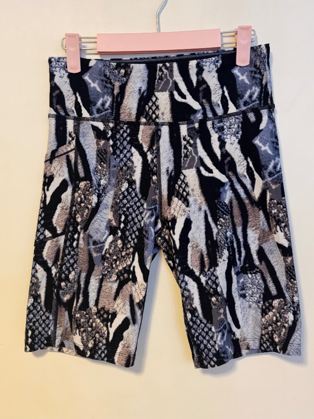 Calvin Klein Performance High Waist Bike Shorts Black Grey Black Animal Snake M